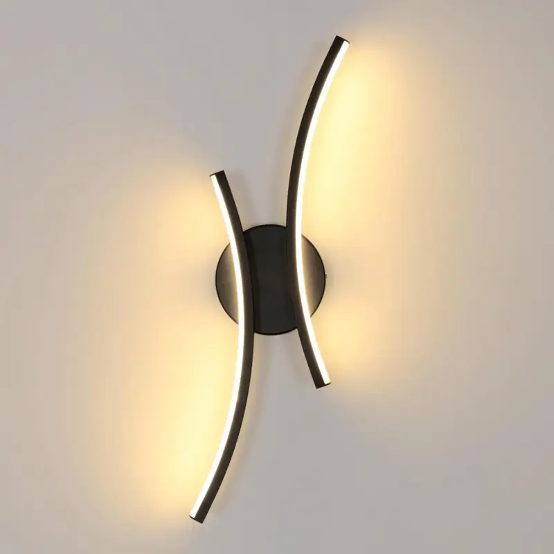 Modern LED Wall Light 20W 2250LM Black Curved Design Prix Réduit