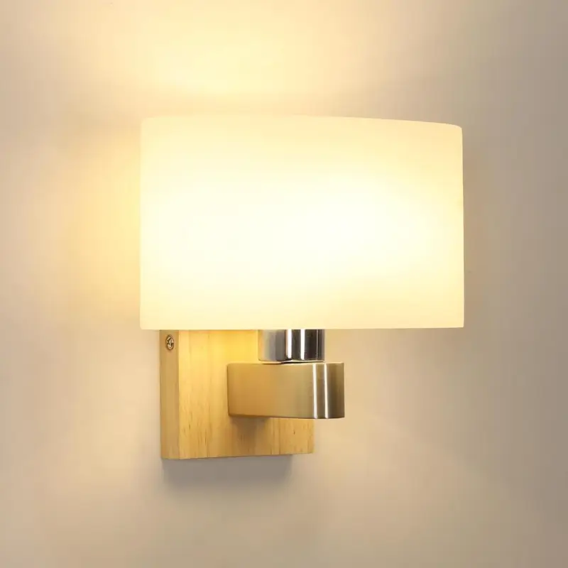 Wood Glass Wall Light E27 Expédié Aujourd&rsquo;hui