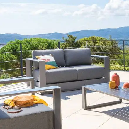 Livraison Express Canapé de jardin ALLURE Graphite & Gris zebrano