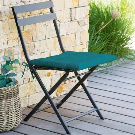 Galette de chaise carrée 4 points KORAI Bleu canard Dernière Chance