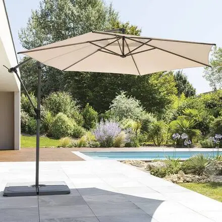 Parasol déporté rond MANOA Taupe Must-Have