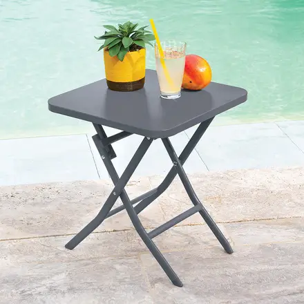 Table d&rsquo;appoint de jardin carré GREENSBORO Graphite Commander Vite