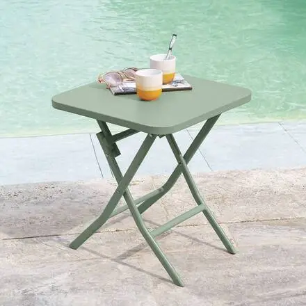 Table d&rsquo;appoint de jardin carré GREENSBORO Vert olive Seulement Aujourd&rsquo;hui