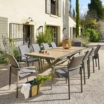 Table de jardin extensible AXIOME Effet bois Honey & Praline Usine Directe
