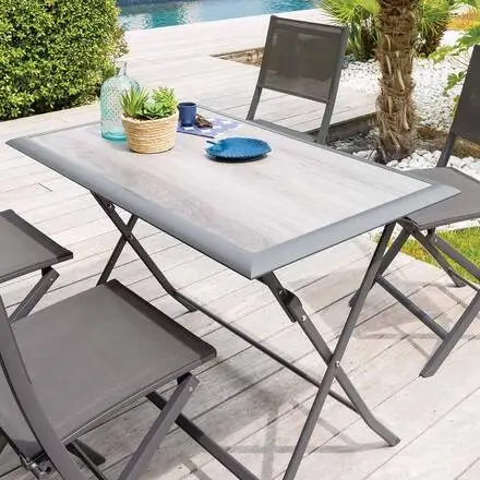 Table de jardin pliante rectangulaire AZUA Gris smoke Bon Plan