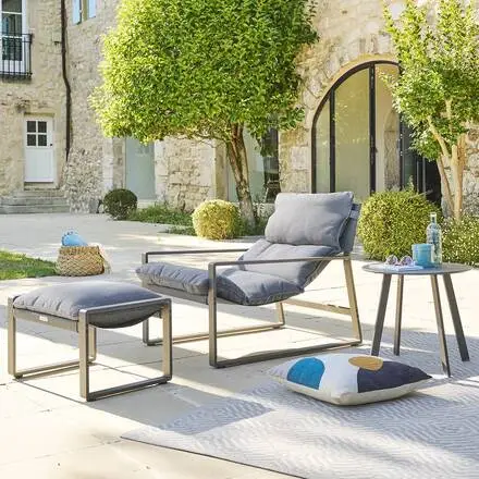 Fauteuil relax de jardin LAMBINIO Graphite & Gris foncé Expédition Rapide