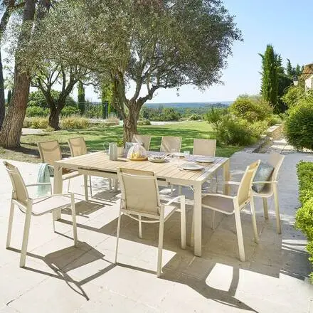 Table de jardin carré ÉVASION Lin / Argile Authentique