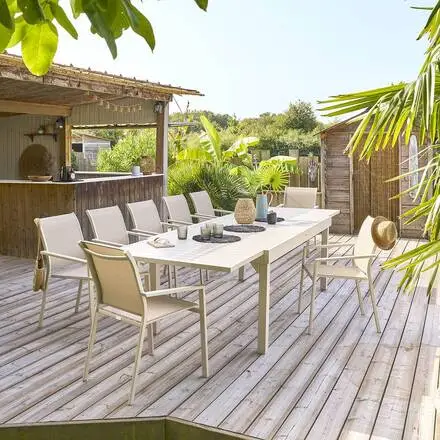 Table de jardin extensible PIAZZA Argile Pas Cher
