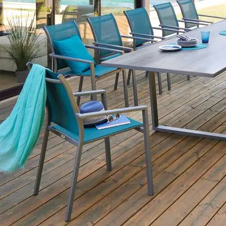 Fauteuil de jardin empilable ESSENTIA Bleu canard / Graphite Paiement Sécurisé