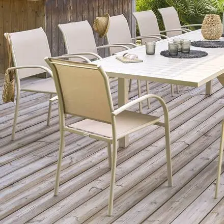 Fauteuil de jardin empilable PIAZZA Lin & Argile Seulement Aujourd&rsquo;hui