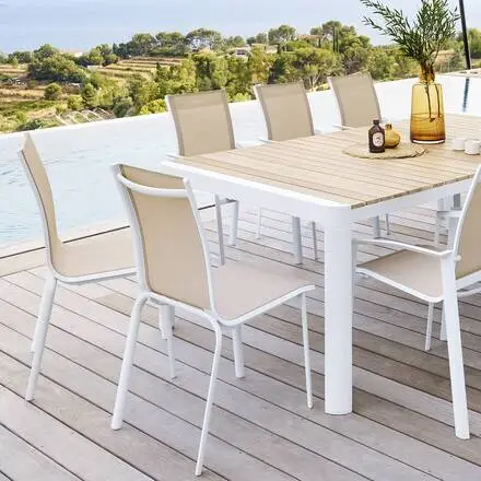 Nouveauté Chaise de jardin empilable AXANT Lin & Blanc