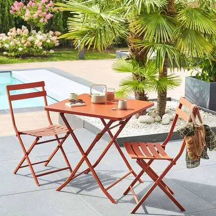 Table de jardin pliante carrée GREENSBORO Ambre Usine Directe