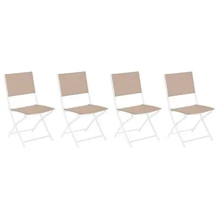 Bon Marché Lot de 4 chaises de jardin pliantes MODULA Lin & Blanc