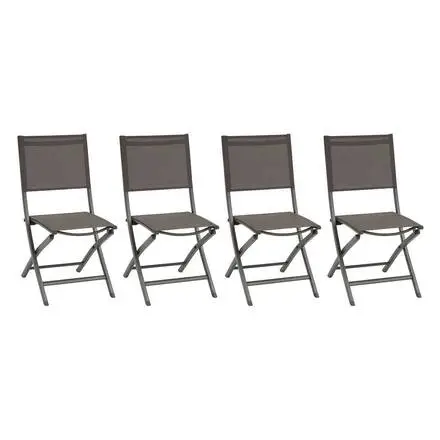 Lot de 4 chaises de jardin pliantes ESSENTIA Wengé & Praliné Produit De Marque