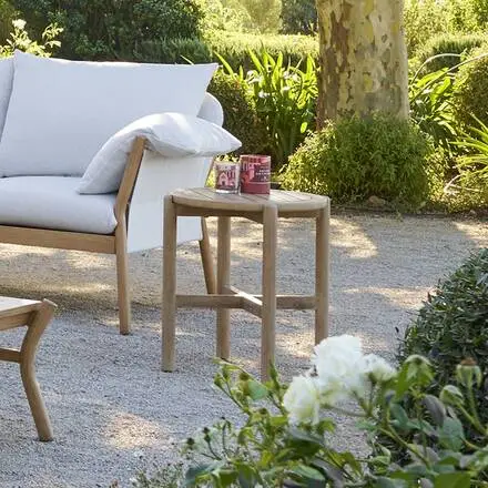 Table d&rsquo;appoint de jardin ronde DEONA Acacia Remise