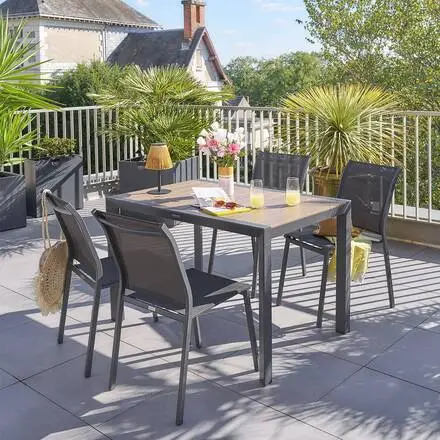Table de jardin ÉVASION Effet bois Honey / Graphite Soldes