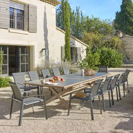 Dernière Chance Table de jardin extensible AXIOME Graphite & Honey