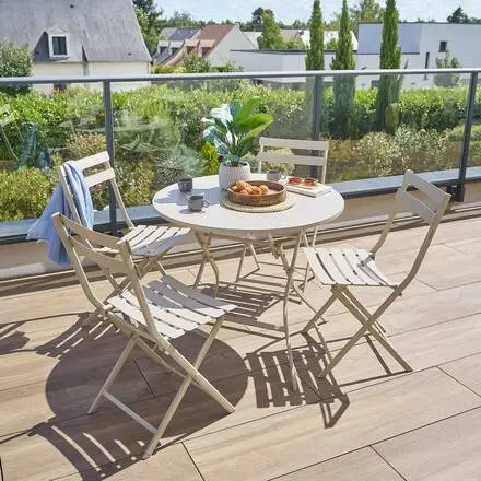 Table de jardin pliante ronde GREENSBORO Argile Réduction