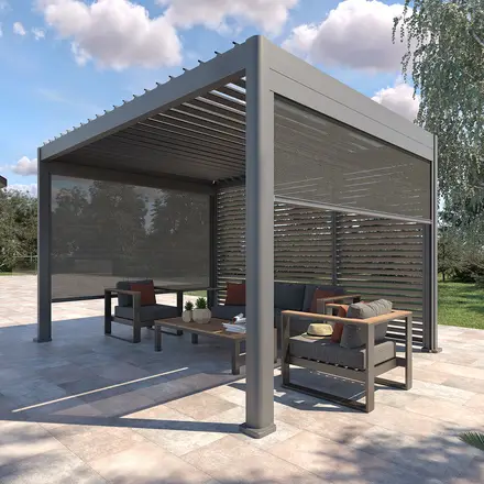 Pergola EVORA avec 3 persiennes et 2 stores Vente Directe