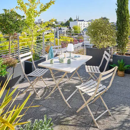 Ensemble table de jardin pliante rectangulaire + 4 chaises GREENSBORO Argile Acheter En Ligne