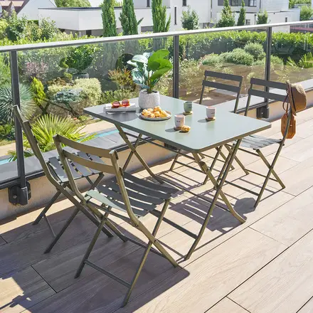 Ensemble table de jardin pliante rectangulaire + 4 chaises GREENSBORO Vert laurier Remise