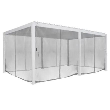 Pergola bioclimatique électrique EVORA blanc + 1 kit de rideaux, moustiquaires et rails Paiement Sécurisé