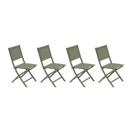 Usine Directe Lot de 4 chaises de jardin pliante ESSENTIA Vert laurier