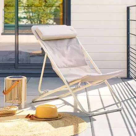 Chilienne de jardin empilable pliable MIRAEL Lin / Argile Top Vente