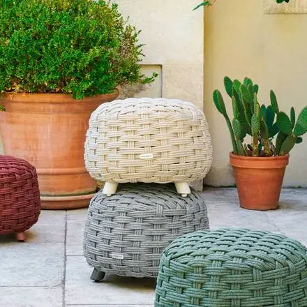 Top Vente Pouf de jardin rond OBBAE Beige lin