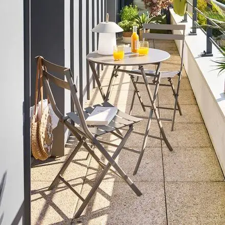 Table de jardin pliante ronde GREENSBORO Café Satisfait Ou Remboursé