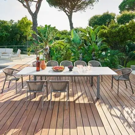 Certifié Table de jardin extensible rectangulaire LUZANE Argile / Café