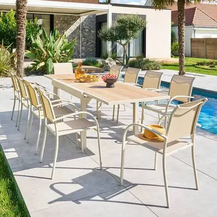 Réduction Table de jardin extensible rectangulaire PIAZZA Epeautre / Argile