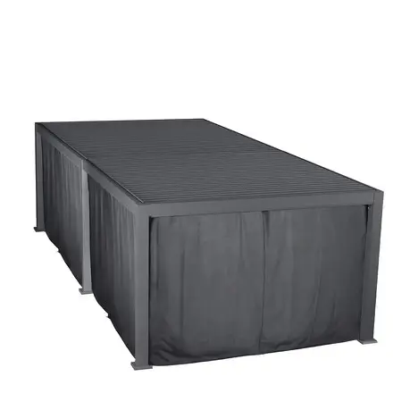 Pergola bioclimatique EVORA Graphite + 1 kit rideaux et moustiquaires Remise