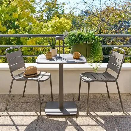 Acheter Direct Ensemble table de jardin carrée + 2 chaises ALEGORIA Café