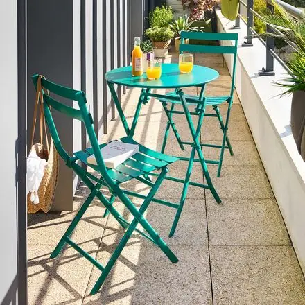 Ensemble table de jardin pliante ronde + 2 chaises GREENSBORO Opale Achetez Aujourd&rsquo;hui