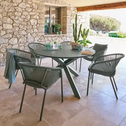 Ensemble table de jardin + 6 fauteuils ORYON Laurier Offre Limitée