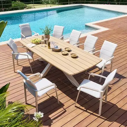Commande En Gros Ensemble table de jardin ORACLION + 10 fauteuils DIESE Noix & Argile
