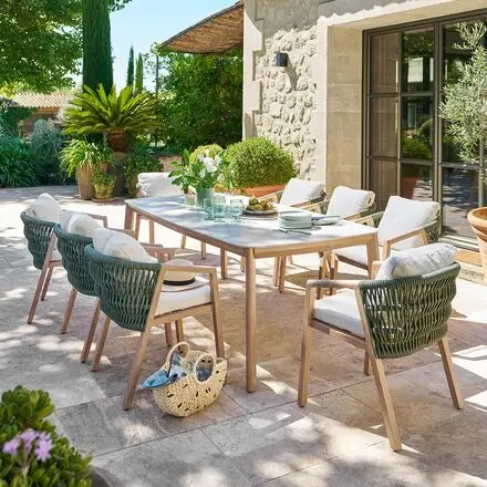 Nouvel Arrivage Ensemble table de jardin NELORA + 8 fauteuils MYLORE Miel