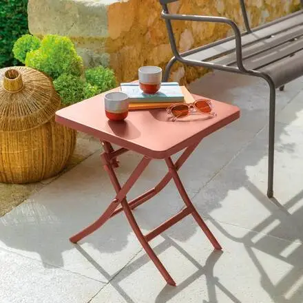 Table d&rsquo;appoint de jardin pliante carrée GREENSBORO Acajou Vente Flash