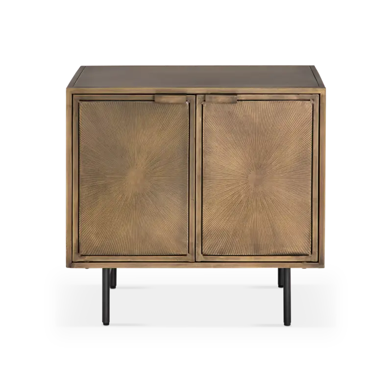 Sunburst – Table de chevet en laiton antique Top Vente