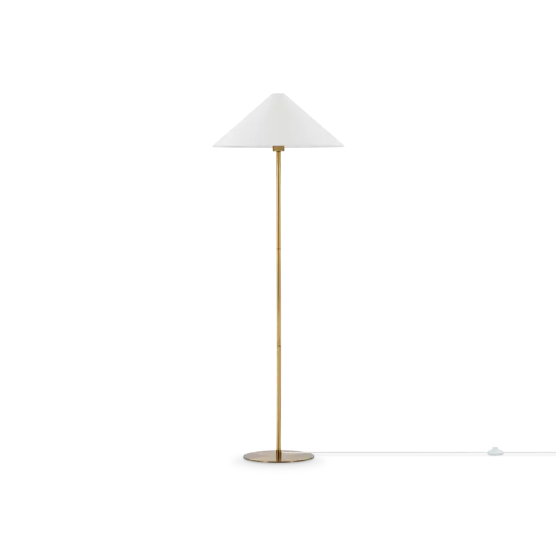 Prix Bas Reina – lampe sur pied en laiton avec abat-jour