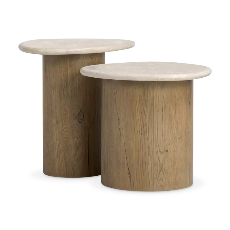 Kovo - Ensemble de tables gigognes en bois et marbre par Four Hands Offre Exclusive