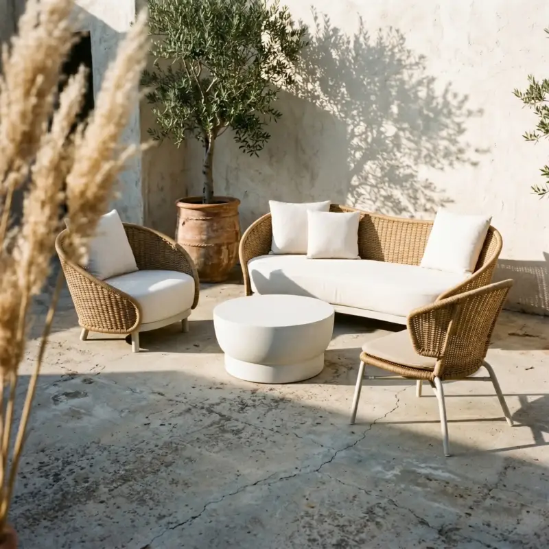 Petit Prix Loop - Ensemble Canapé et fauteuil extérieur en rotin