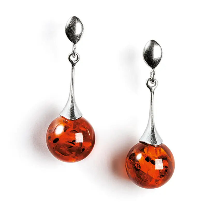 Boucles d'oreilles Goutte ambre & argent Retour Gratuit