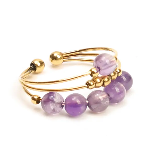 Vente Flash Bague anti-stress pierre naturelle Améthyste
