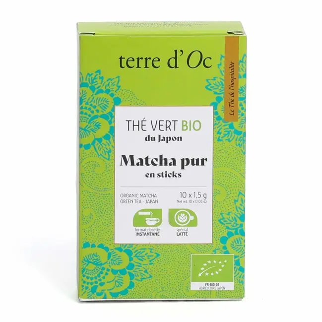 Thé vert matcha bio 10 sticks terre d'Oc Offre Exclusive