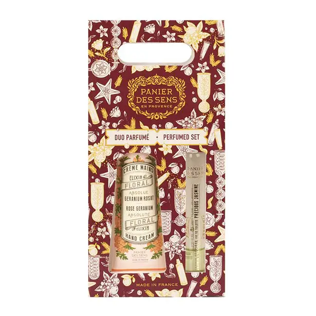 Duo parfumé crème mains et parfum Géranium Rosat Panier des sens Jusqu'à Épuisement Des Stocks
