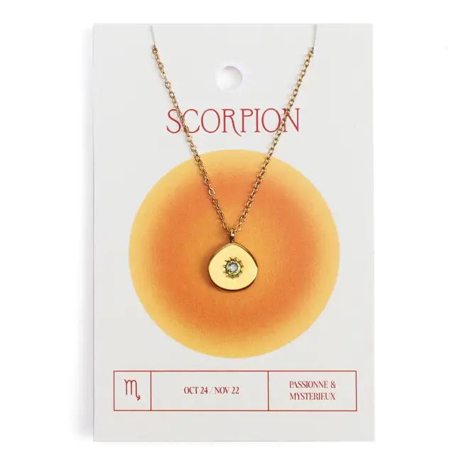 Collier du zodiaque acier doré et strass en verre collection Aura Scorpion Must-Have