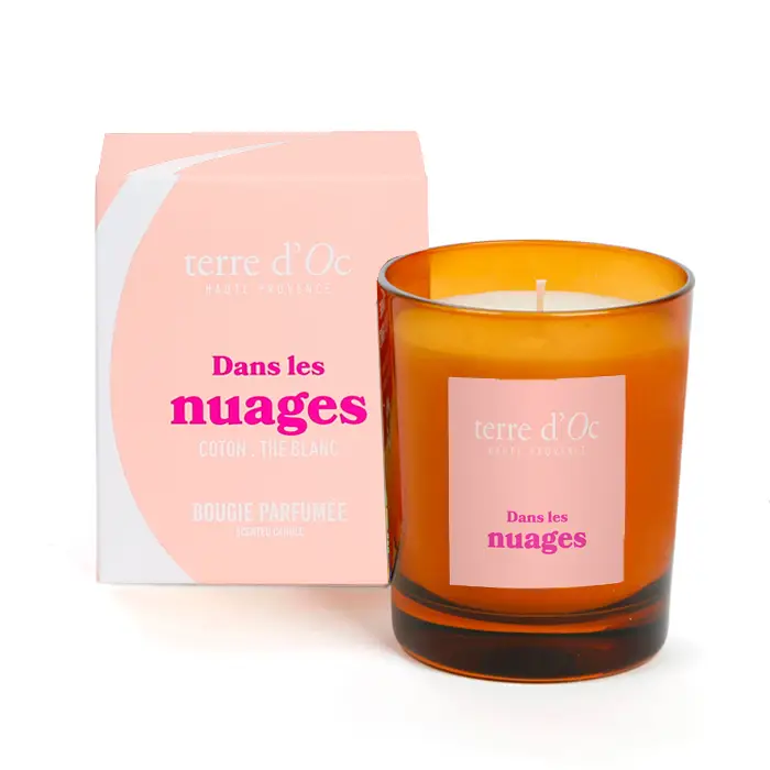 Petit Prix Dans les nuages bougie parfumée coton thé blanc 180 g terre d'Oc