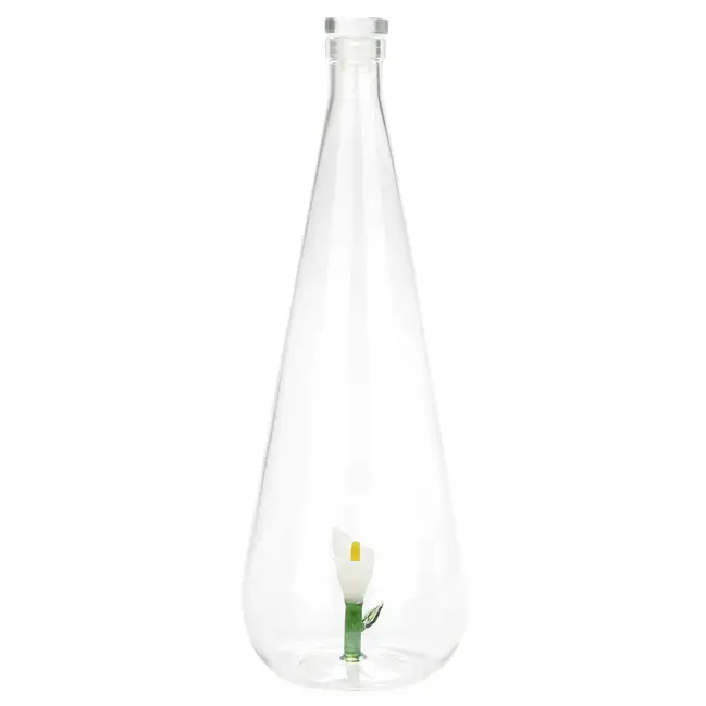 Bouteille Botanical artisanale en verre borosilicate 1L Arum blanc Petit Prix
